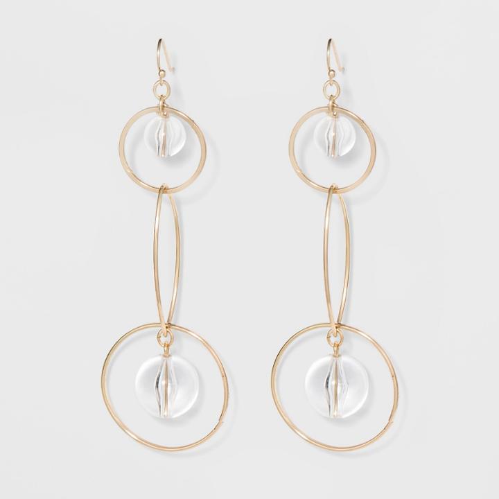 Metal Rings And Clear Bead Earrings - A New Day Gold
