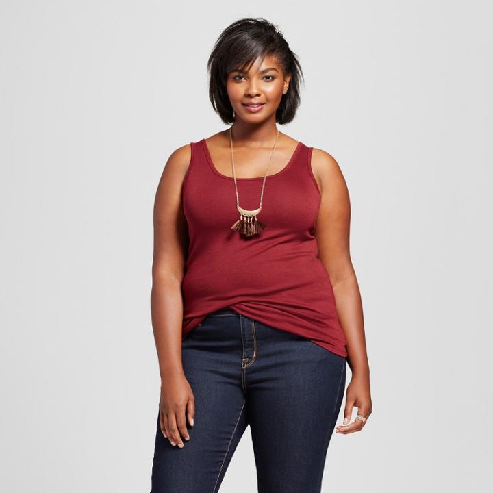 Women's Plus Size Perfect Tank - Ava & Viv Opulent Red