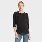 3/4 Sleeve Snap Shoulder Maternity Sweatshirt - Isabel Maternity By Ingrid & Isabel Black