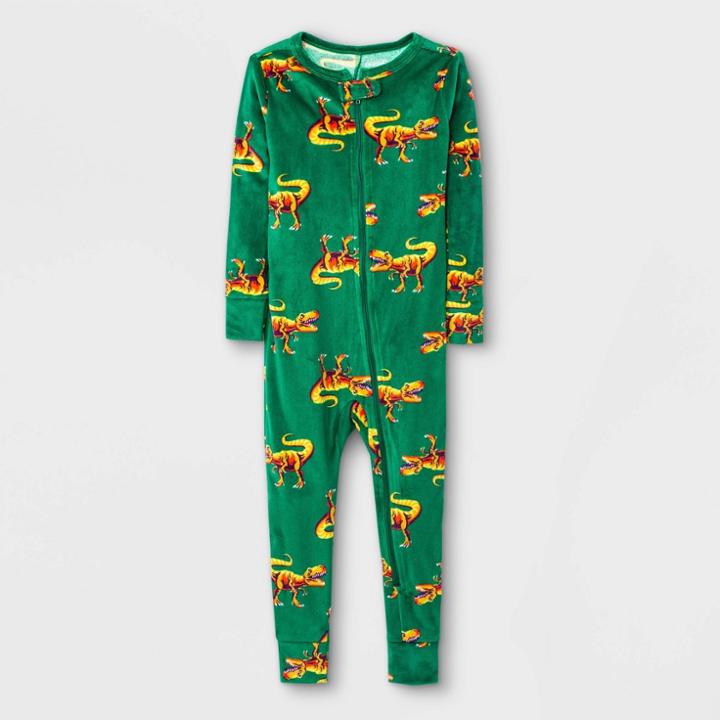 Baby Boys' Dino Footless Pajama Jumpsuit - Cat & Jack Green
