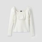 Girls' Ruched Long Sleeve Top - Art Class White