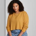 Women's Plus Size Long Sleeve Boxy Waffle Henley T-shirt - Wild Fable Mustard Yellow