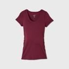 Maternity Short Sleeve Scoop Neck Side Shirred T-shirt - Isabel Maternity By Ingrid & Isabel Burgundy
