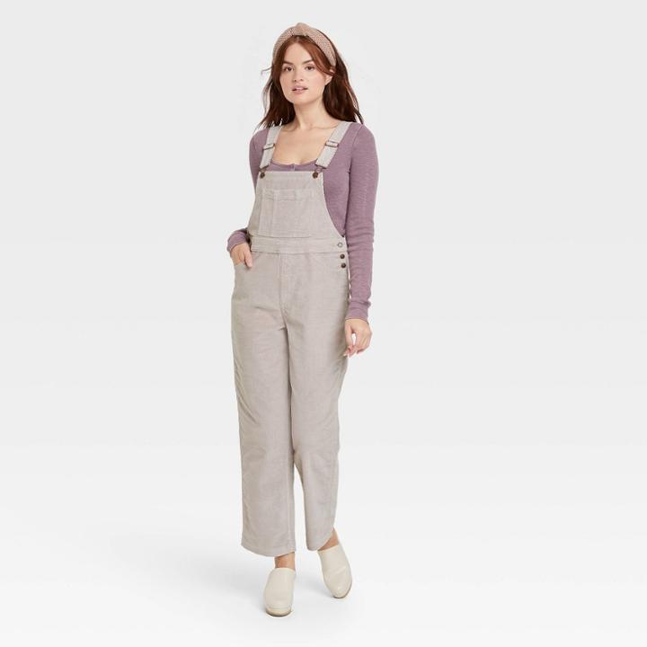 Women's Corduroy Straight Fit Overalls - Universal Thread Cream