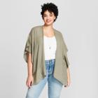 Women's Plus Size Jacquard Ruana Kimono Jackets - Universal Thread Green