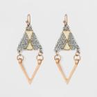 Patterned Beaded Triangle And V Shape Metal Drop Earrings - Universal Thread,