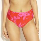 Women's High Leg Mid-rise Bikini Bottom - Sunn Lab Swim Pink/orange Tropical