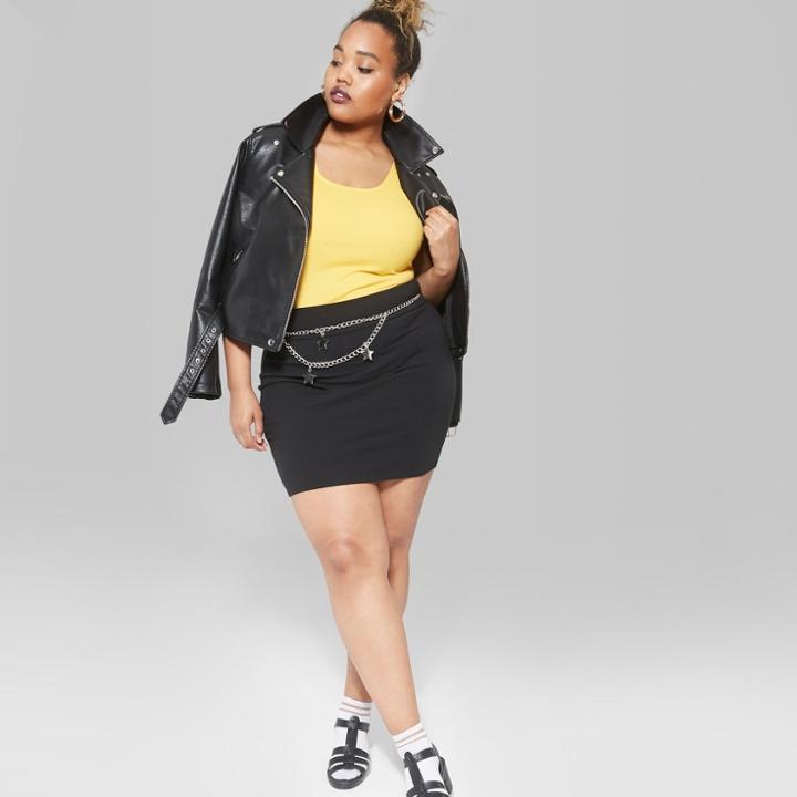 Women's Plus Size Bodycon Mini Skirt - Wild Fable Black