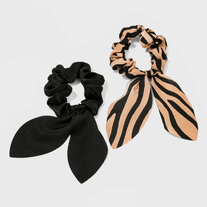 Zebra Print Twister With Bow Hair Elastics 2pc - A New Day