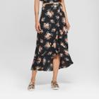 Women's Floral Print High-low Hem Maxi Skirt - Xhilaration Black