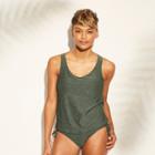 Women's Keyhole Tie Back Tankini Top - Kona Sol Dark Green