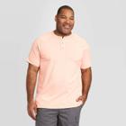 Men's Tall Standard Fit Short Sleeve Henley Shirt - Goodfellow & Co Peach Mt,