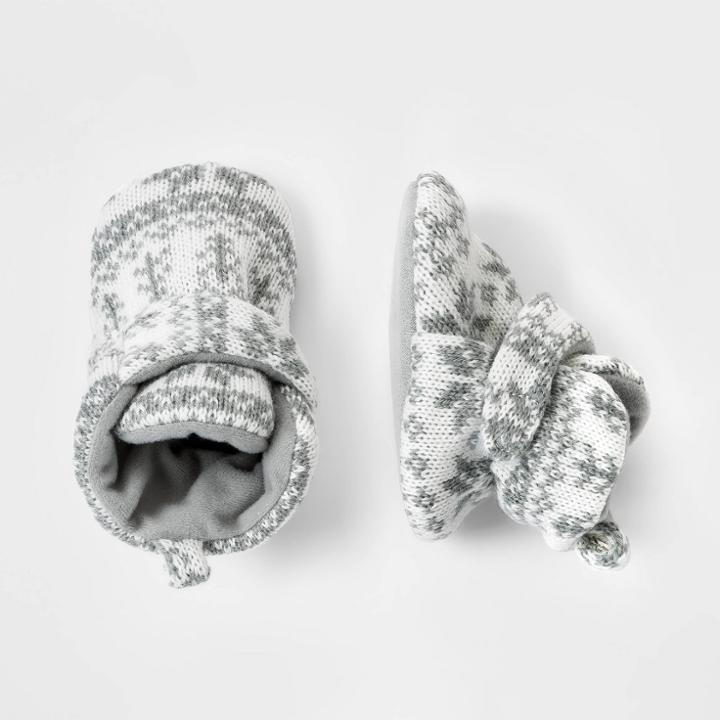 Baby Fair Isle Sweater Bootie Slippers - Cat & Jack Gray