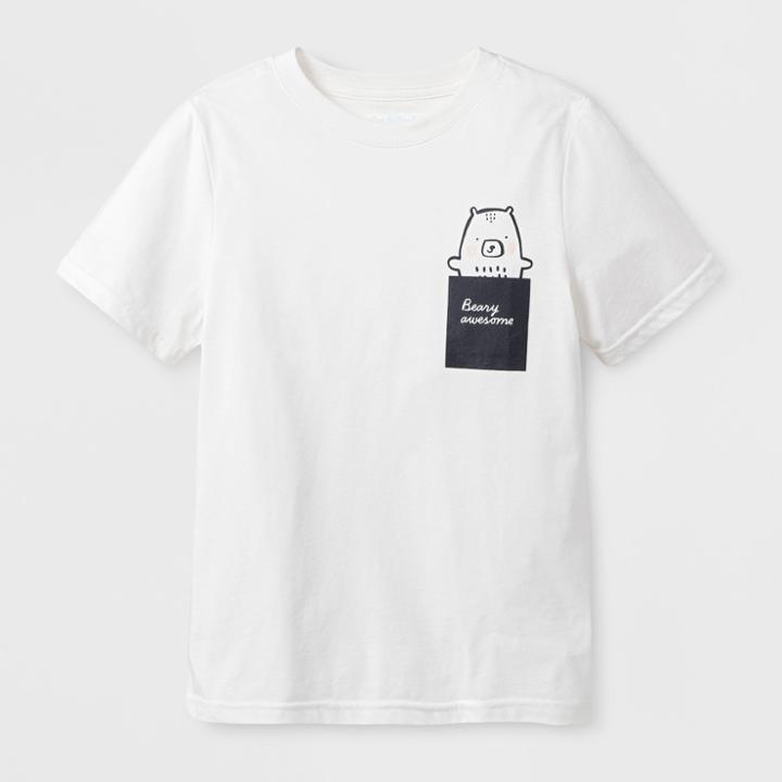 Kids' Short Sleeve 'beary Awesome' Graphic T-shirt - Cat & Jack Almond Cream L, Kids Unisex, Beige
