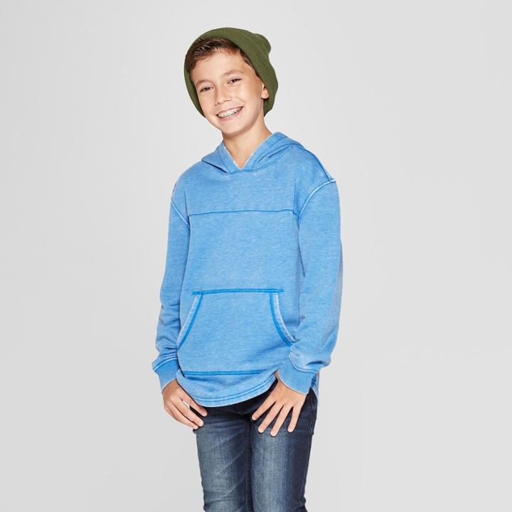 Boys' Hooded Sunburn Wash Sweatshirt - Cat & Jack Blue