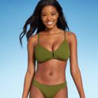 Juniors' Textured Ring Front Bralette Bikini Top - Xhilaration Olive D/dd Cup
