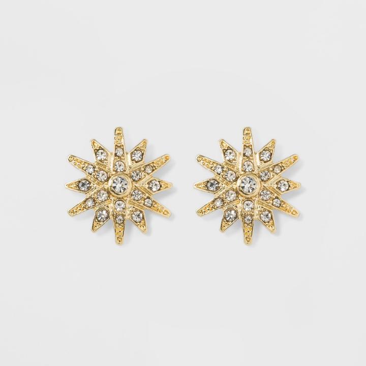 Pave Star Button Earrings - A New Day Gold