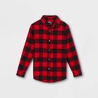 Boys' Adaptive Buffalo Plaid Button-down Shirt - Cat & Jack Black/red