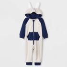 Boys' Long Sleeve Hooded Critter Romper - Cat & Jack Light Gray