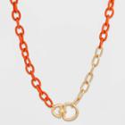 Chunky Diamond Shape Tubular Link Chain Necklace - Universal Thread Orange