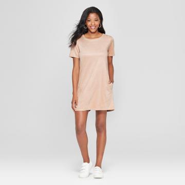 Women's Short Sleeve Suede Shift Dress - Soul Cake (juniors') Blush