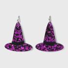 No Brand Glitter Witch Hat Drop Earrings, Purple
