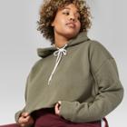 Women's Plus Size Long Sleeve Cropped Hoodie - Wild Fable Olive