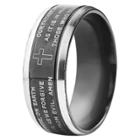 Men's West Coast Jewelry Blackplated Stainless Steel With Silvertone Edges Lord's Prayer Ring
