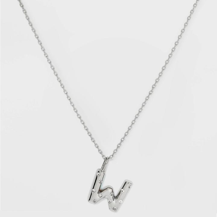 Silver Plated Cubic Zirconia 'w' Pendant Necklace - A New Day
