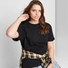 Women's Plus Size Short Sleeve T-shirt - Wild Fable Black