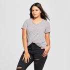Women's Plus Size Popsicle Raw Edge Short Sleeve V-neck T-shirt - Grayson Threads (juniors') - Black