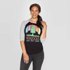 Women's 3/4 Sleeve Crewneck Redwood Graphic T-shirt - Modern Lux Black