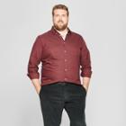 Men's Big & Tall Standard Fit Whittier Oxford Brushed Long Sleeve Collared Button-down Shirt - Goodfellow & Co Berry Cobbler