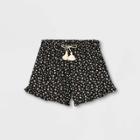 Girls' Tie Waist Ruffle Shorts - Art Class Black