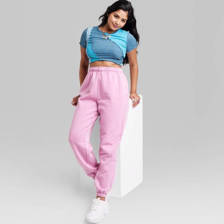 Women's High-rise Fleece Sweatpants - Wild Fable Mauve Xxs, Pink