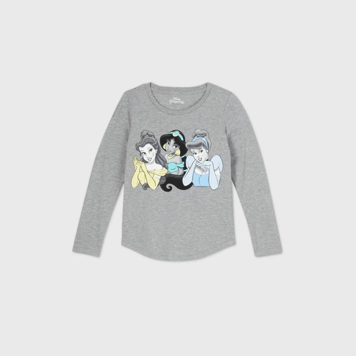 Girls' Disney Princess Long Sleeve T-shirt - Gray