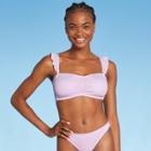 Juniors' Textured Ruffle Shoulder Bralette Bikini Top - Xhilaration Lavender Stripe D/dd Cup