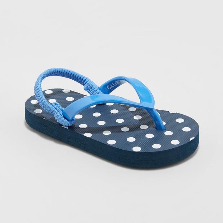 Toddler Girls' Keira Polka Dot Flip Flop Sandals - Cat & Jack Blue