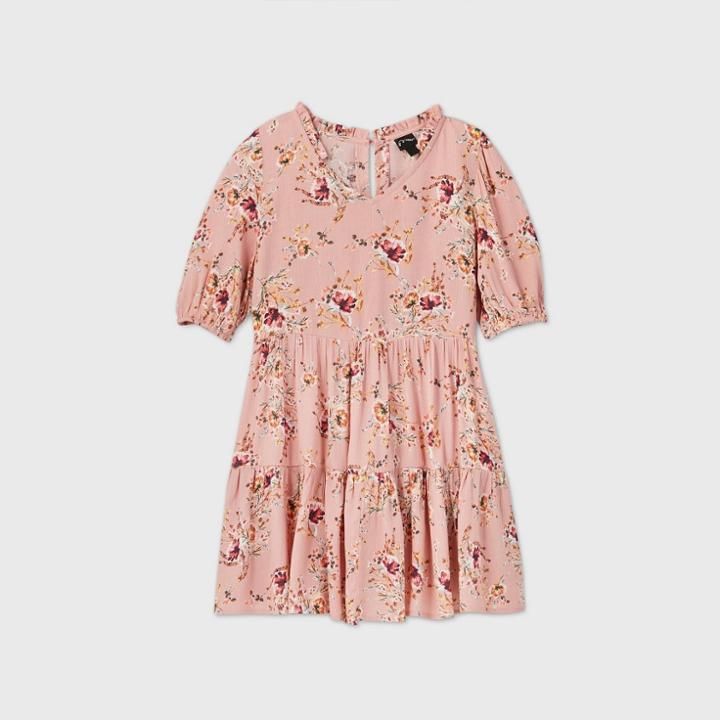 Girls' Bubble Sleeve Dress - Art Class Pink