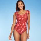 Women's Shoulder Tie Medium Coverage One Piece Swimsuit - Kona Sol Devoted Red