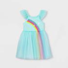 Toddler Girls' Sequin Rainbow Tulle Dress - Cat & Jack Aqua