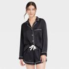 Women's Satin Pajama Set With Eyemask - Stars Above Black