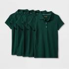 Girls' 5pk Short Sleeve Pique Uniform Polo Shirt - Cat & Jack Green