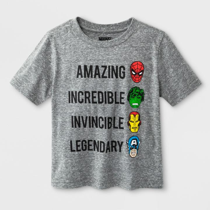 Toddler Boys' Marvels We Are Heroes Avengers Short Sleeve T-shirt - Grey 18 M, Size: