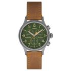 Men's Timex Expedition Scout Chronograph Watch With Leather Strap - Gray/green/tan Tw4b044009j, Brown