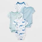 Baby Boys' 4pk Sleepy Tides Shorts Sleeve Bodysuit - Cloud Island Museum Blue/white Newborn