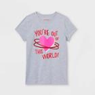 Girls' 'valentine's Day Space' Short Sleeve Graphic T-shirt - Cat & Jack Heather Gray