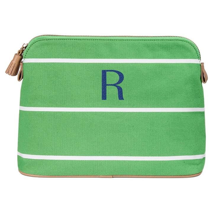 Cathy's Concepts Personalized Green Striped Cosmetic Bag - R
