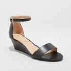 Women's Wilda Strappy Sliver Wedge Ankle Strap Sandal - A New Day Black