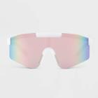 All In Motion Women's Matte Plastic Shield Sunglasses With Pink Lenses - All In